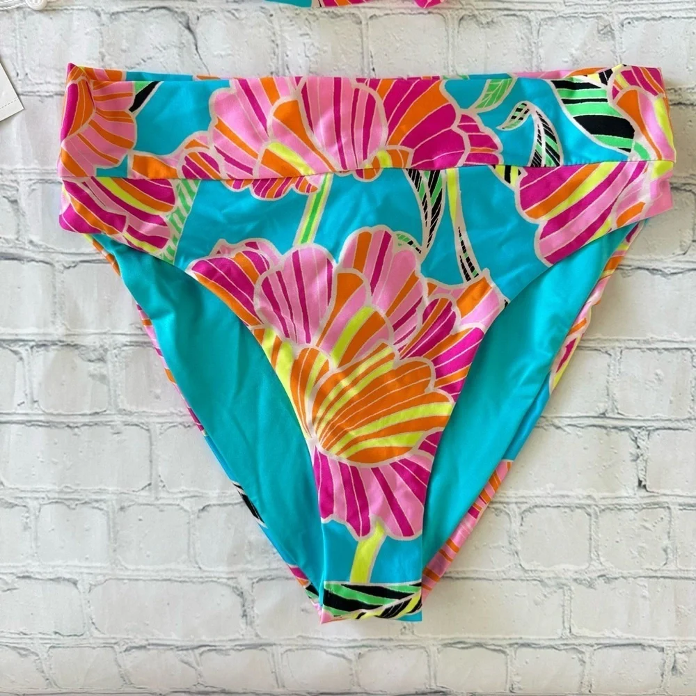 NWT Trina Turk Blue and Pink Bikini Set 2 piece Vibrant Swimwear size 10 - Picture 3 of 8